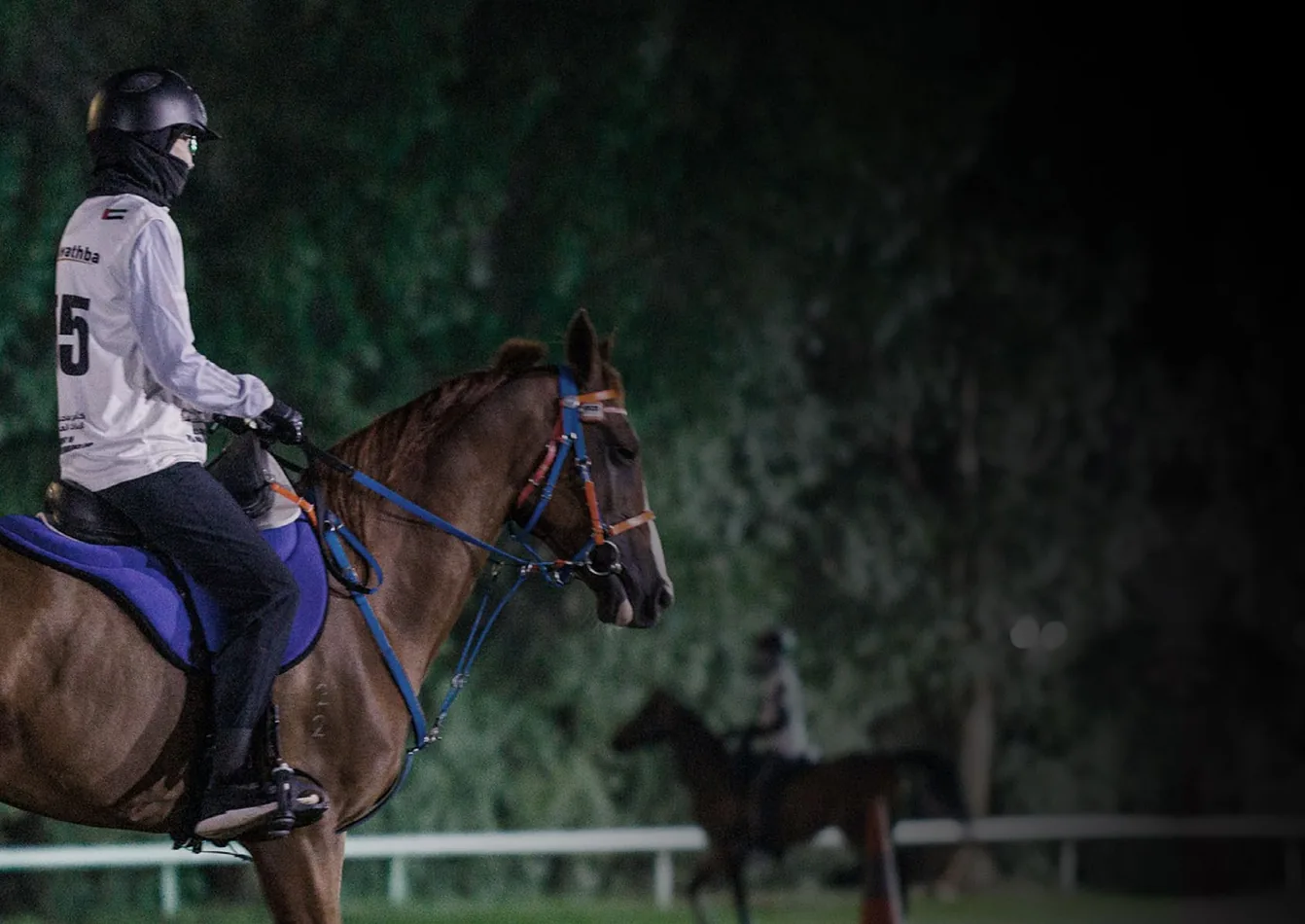Endurance rider at night
